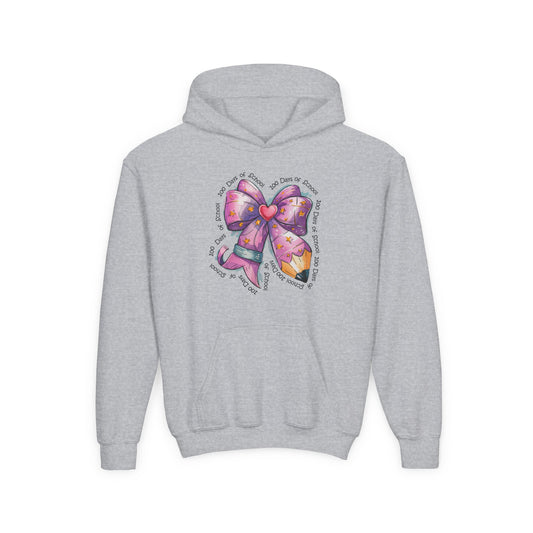 Heartfelt Bow Youth Hoodie - Cute Gift for Kids, Stylish Sweatshirt for Birthday, Back to School, Holiday, Everyday Wear Sport Grey