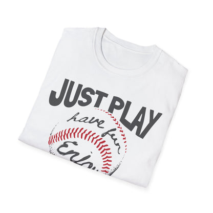 Just Play Game Unisex Softstyle T-Shirt | Fun Gift for Baseball Lovers | Casual Wear, Sports Shirt, Game Day Tee, Gift for Him/Her