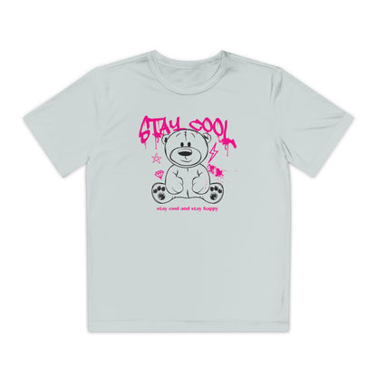 Youth Tee - Stay Cool Bear | Trendy Kids Shirt, Fun Tee for Boys and Girls, Casual Wear, Birthday Gift, Summer Style Silver