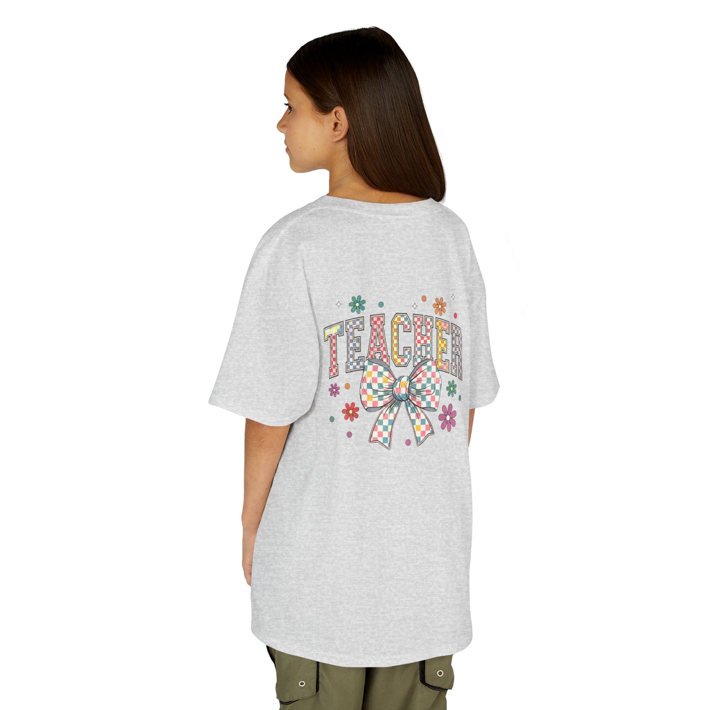 Teacher Kids Tee with Colorful Bow Design, Perfect for Back to School, Teacher Appreciation, Birthday Gift, Fun Classroom Wear