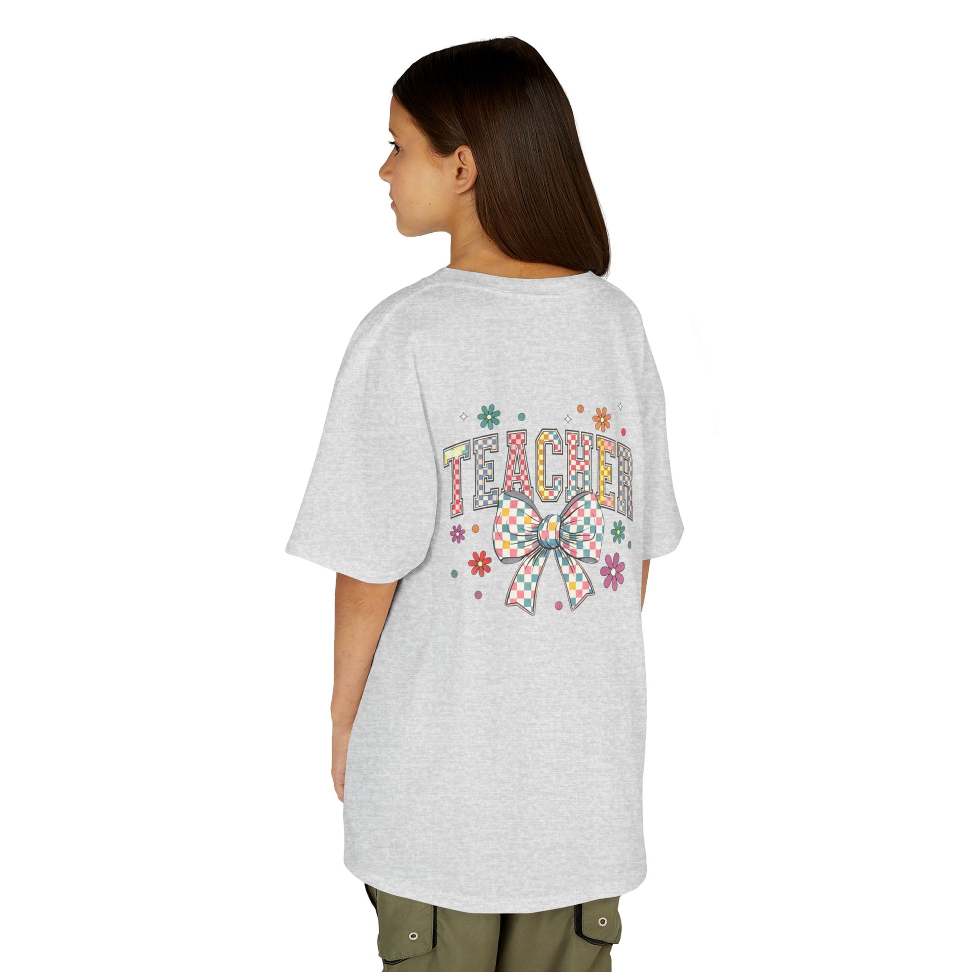 Teacher Kids Tee with Colorful Bow Design, Perfect for Back to School, Teacher Appreciation, Birthday Gift, Fun Classroom Wear