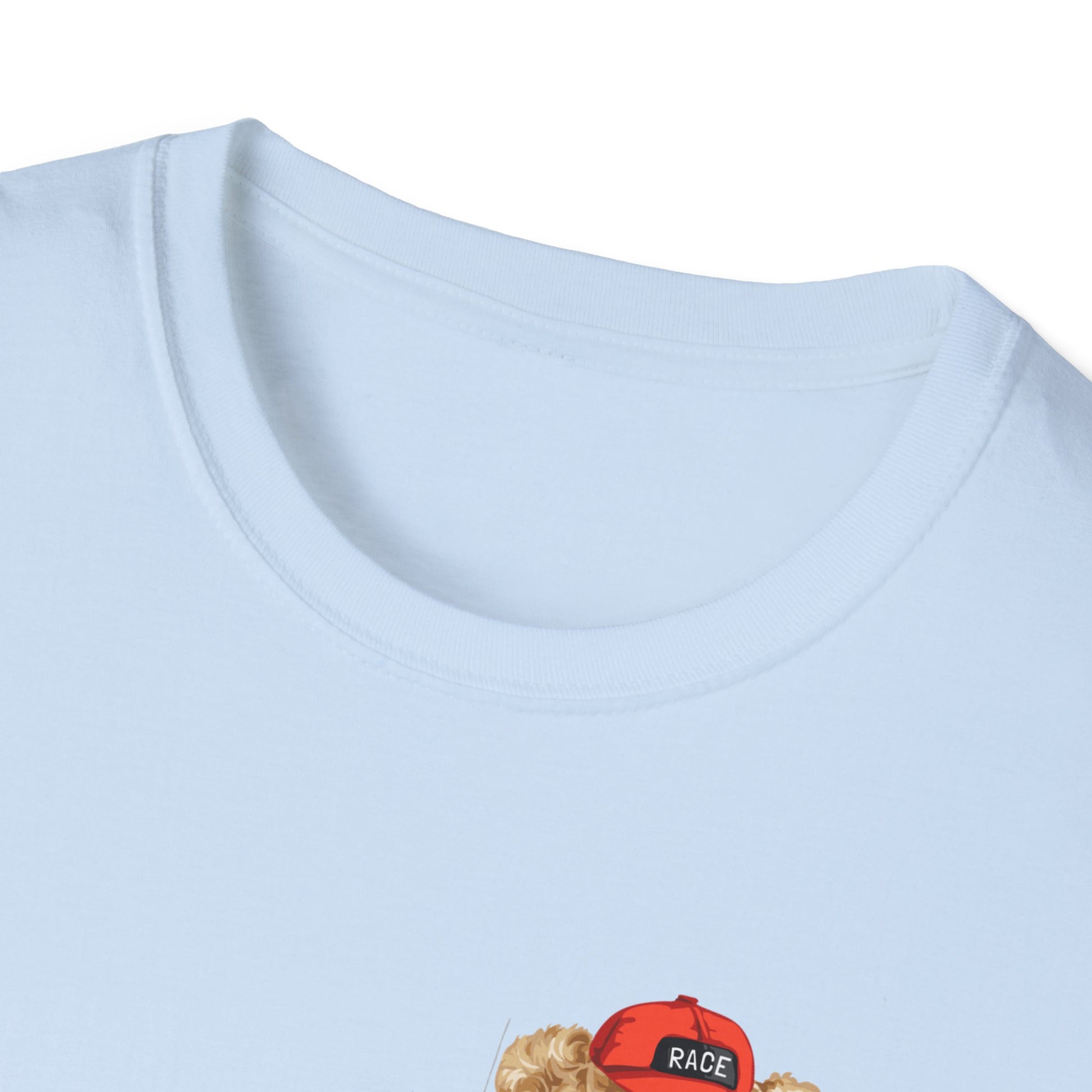 Racing Bear Unisex T-Shirt, Cute Animal Apparel, Car Lovers Gift, Fun Racing Shirt, Gift for Him/Her