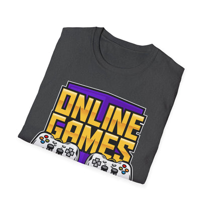 Unisex Softstyle Gaming T-Shirt, Retro Online Games Tee, Gift for Gamers, Casual Wear, Birthday and Holiday Apparel