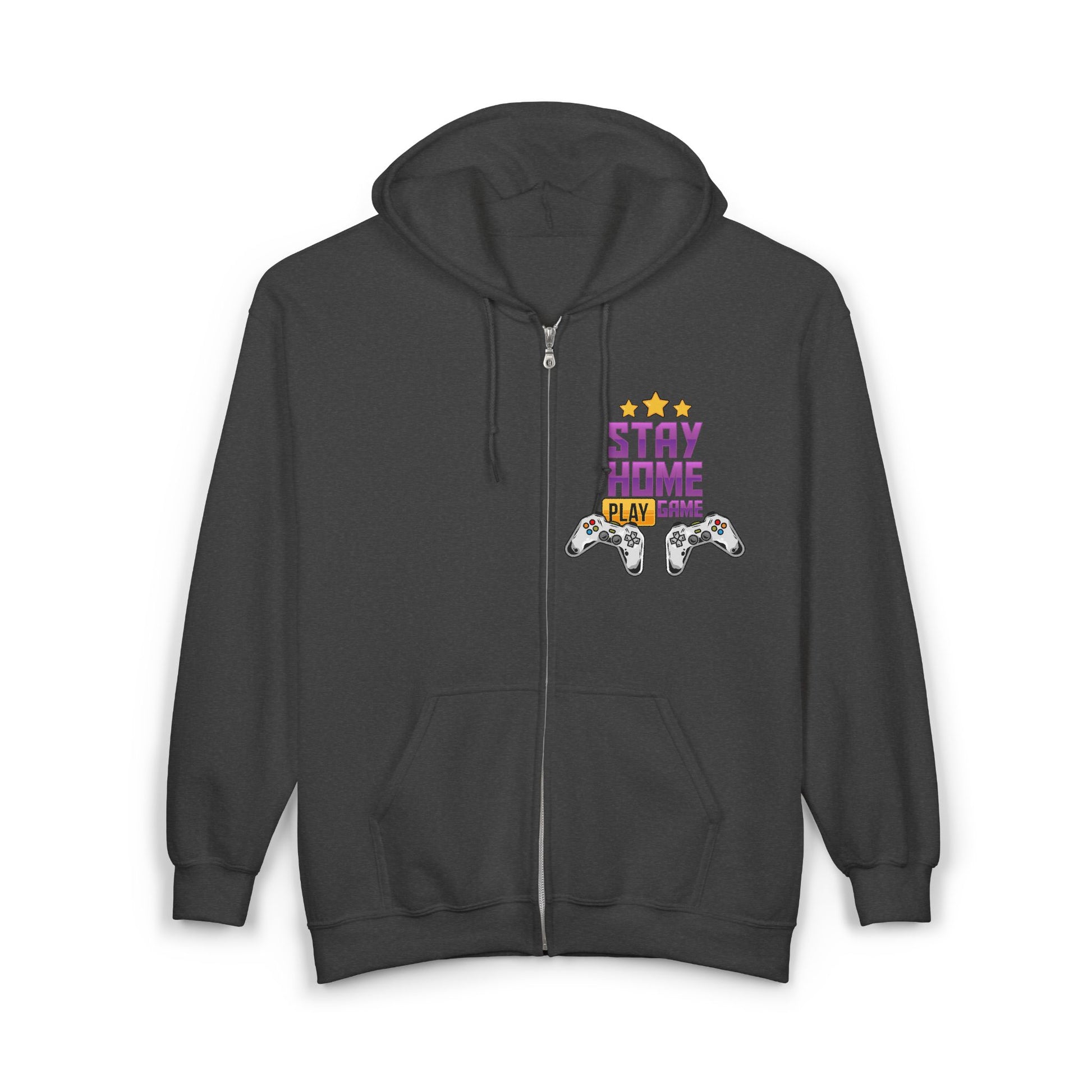 Gaming Zip-Up Hoodie, Stay Home Play Sweatshirt, Cozy Gamer Gift, Video Game Lover Apparel, Perfect for Gaming Nights, Comfortable