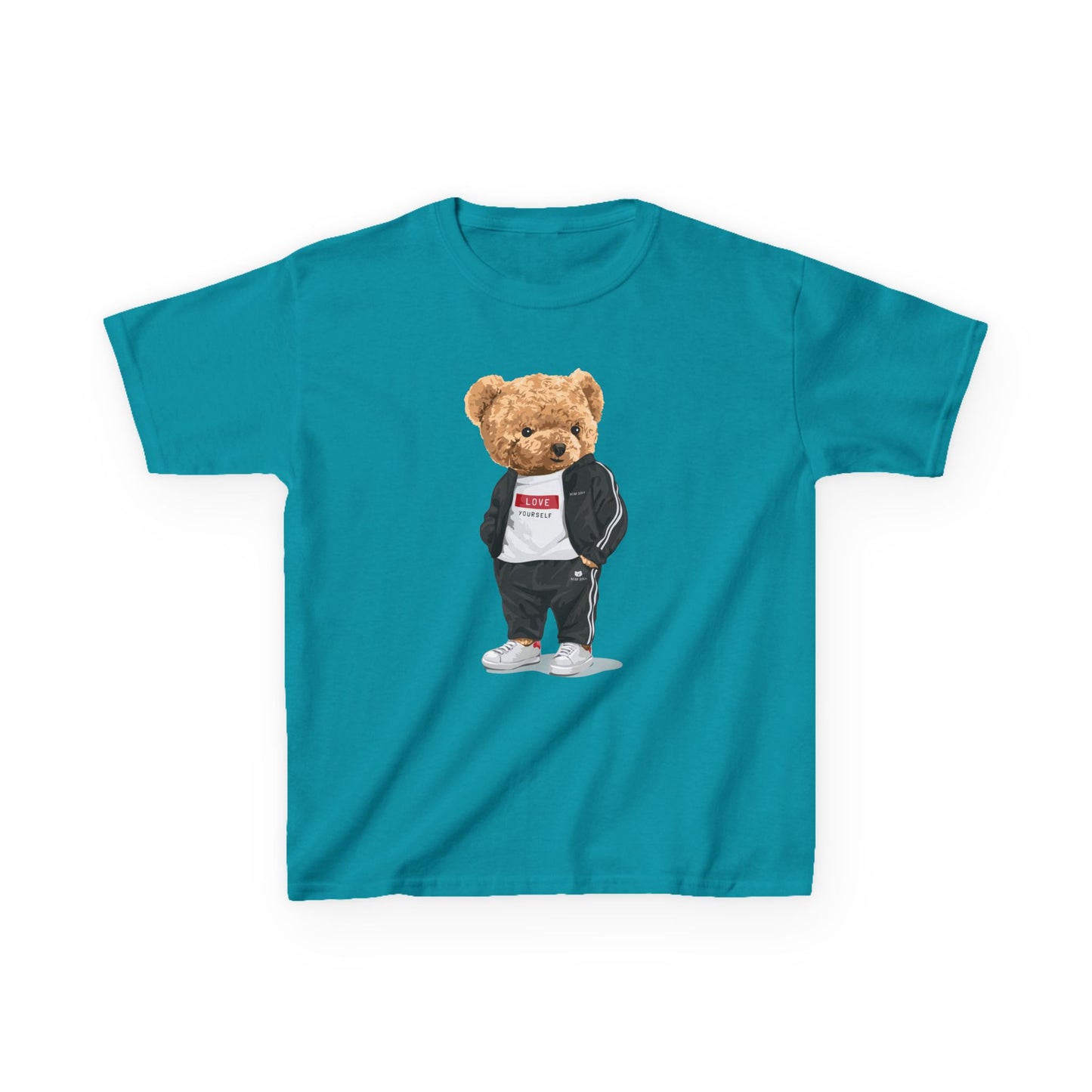 Youth Streetwear Graphic Tee - Fun Bear Design, Cool Kids T-Shirt, Summer Wear, Birthday Gift, Casual Outfit Tropical Blue
