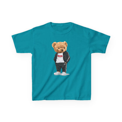 Youth Streetwear Graphic Tee - Fun Bear Design, Cool Kids T-Shirt, Summer Wear, Birthday Gift, Casual Outfit Tropical Blue