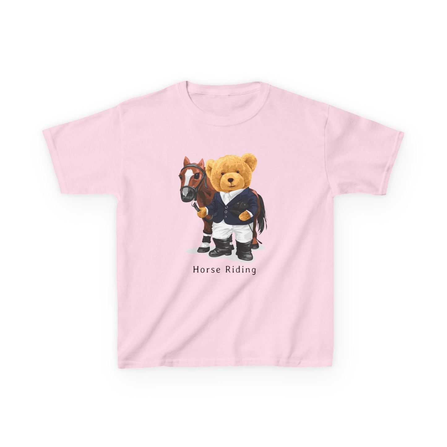 Kids Horse Riding Tee - Fun, Comfortable Cotton Shirt for Equestrian Lovers, Ideal for Birthdays, Gifts, Everyday Wear, Kids Apparel Light Pink