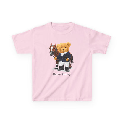 Kids Horse Riding Tee - Fun, Comfortable Cotton Shirt for Equestrian Lovers, Ideal for Birthdays, Gifts, Everyday Wear, Kids Apparel Light Pink