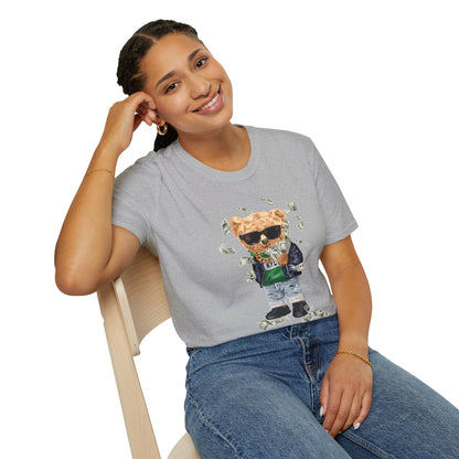 Rich Boy Graphic T-Shirt | Unisex Softstyle Tee | Cute Bear Design | Casual Wear | Gift for Kids | Birthday & Holiday