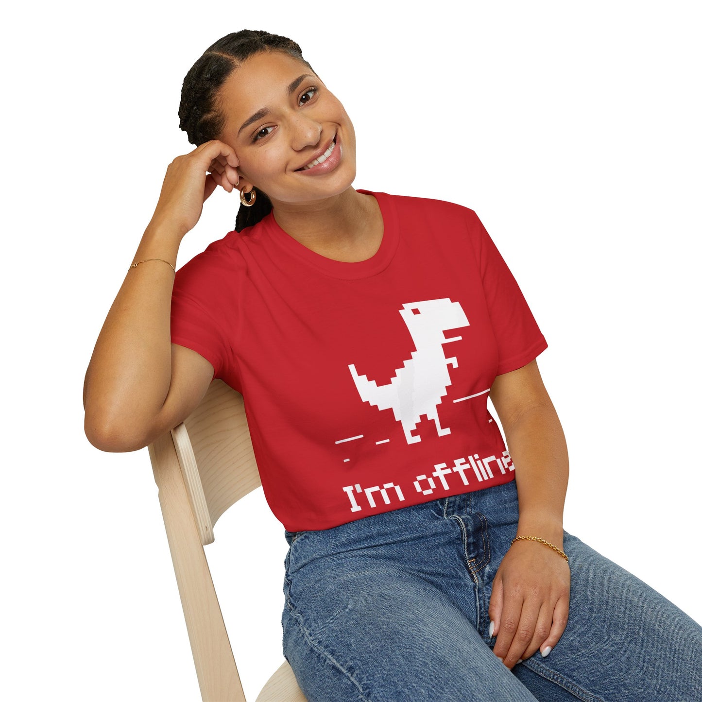 Retro Dinosaur Tee - I'm Offline T-Shirt | Perfect Gift for Gamers, Casual Wear, Retro Design, Birthday Surprise, Fun Gift