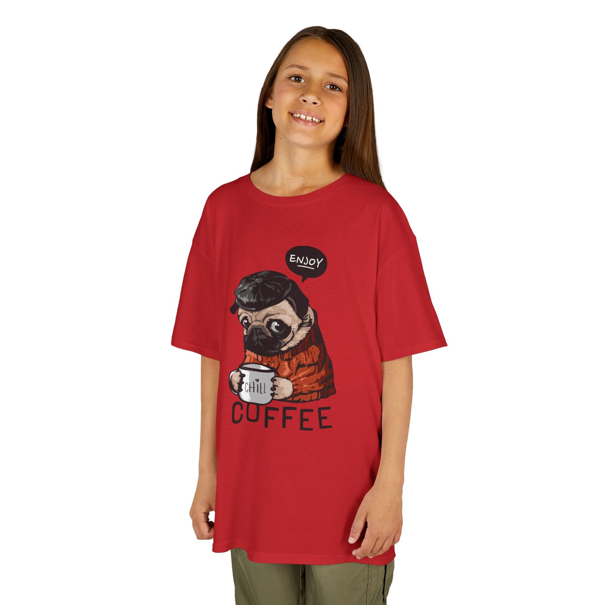 Coffee Lover Kids Tee, Cute Animal T-Shirt, Perfect Gift for Birthdays & Holidays, Funny Dog Design, Comfortable Everyday Wear