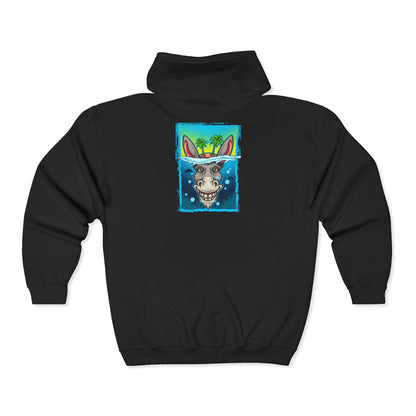 Funny Donkey Island Head Hoodie | Soft & Comfy Tropical Zip-Up