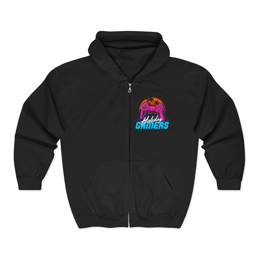 Unisex Gamers Zip Hoodie | Perfect for Gaming Enthusiasts, Comfortable Layering for All Seasons, Gift for Gamers, Stylish Sweatshirt Black