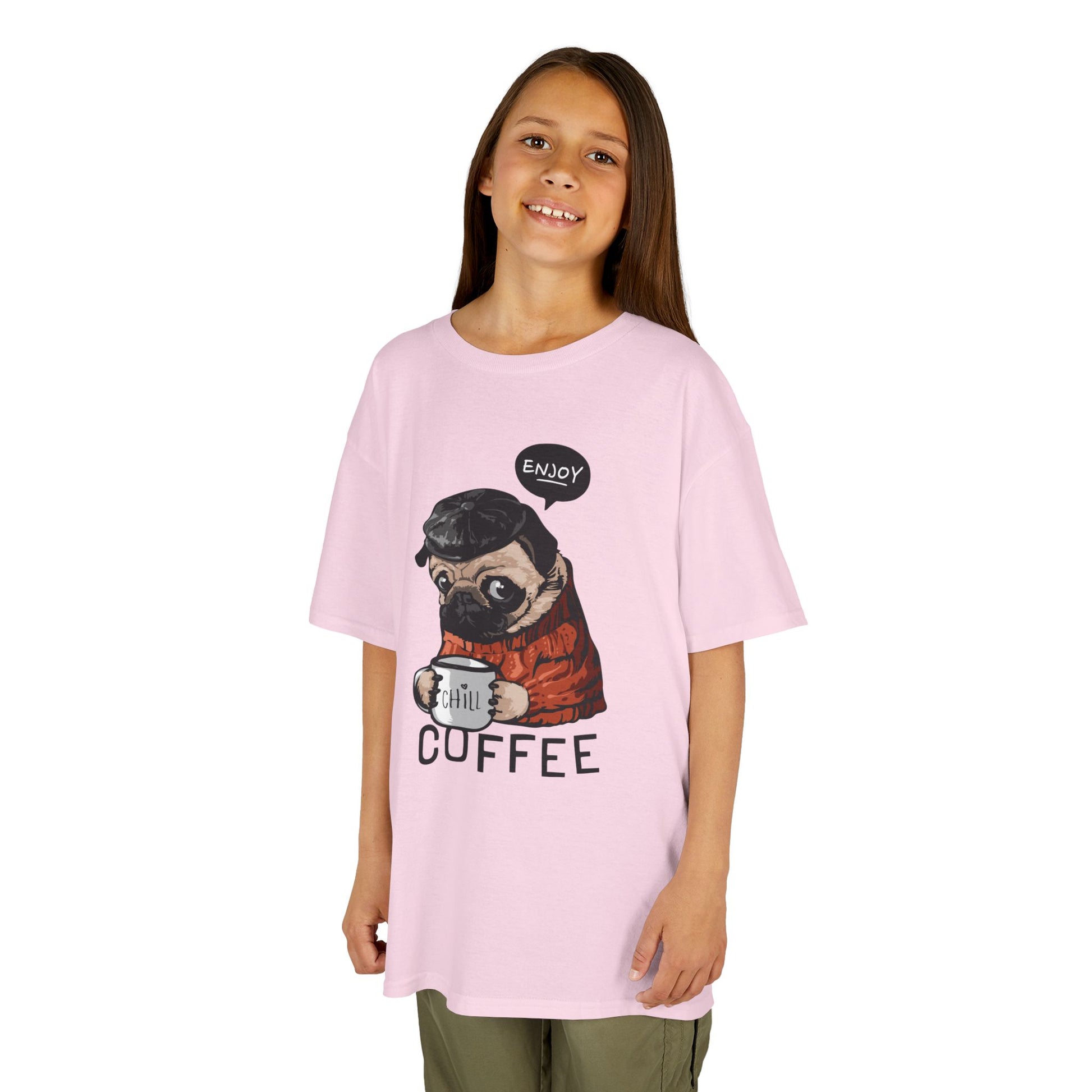 Coffee Lover Kids Tee, Cute Animal T-Shirt, Perfect Gift for Birthdays & Holidays, Funny Dog Design, Comfortable Everyday Wear
