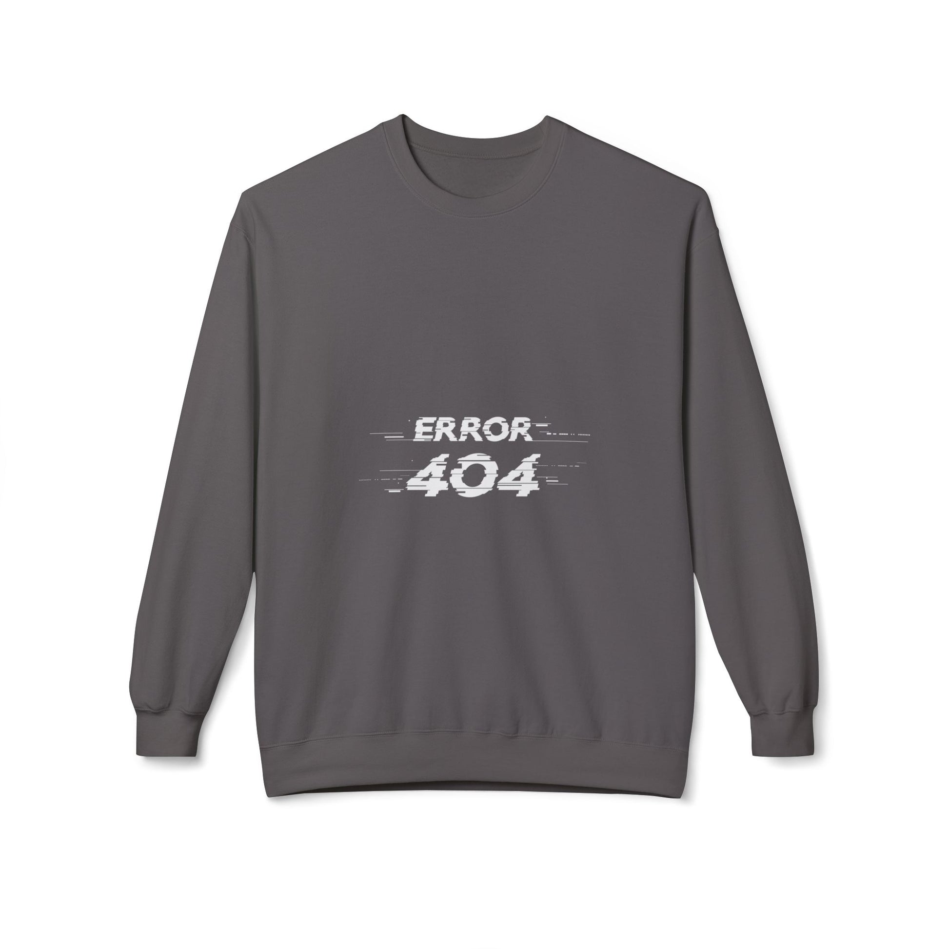 Error 404 Crewneck Sweatshirt, Funny Gift for Tech Lovers, Unisex Fleece Sweater, Casual Outfit, Geeky Humor Clothing Charcoal