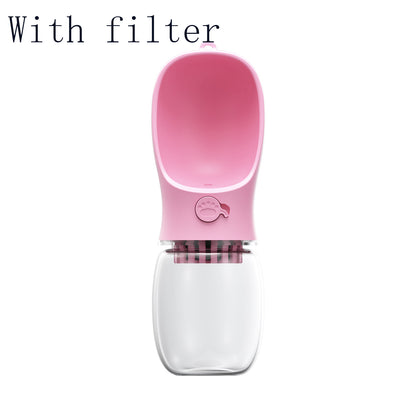 Pet Water Cup Outdoor Portable Water Bottle Pink With filter 350ML