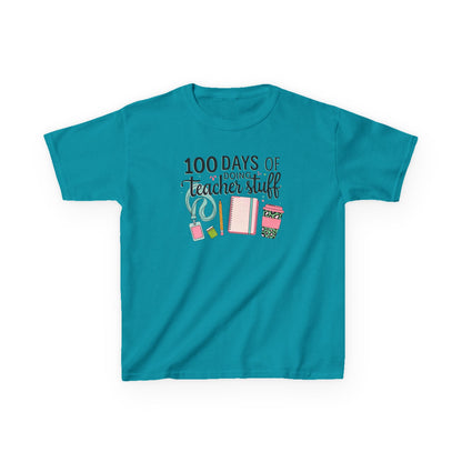 Teacher Appreciation Kids Tee, 100 Days of Teacher Stuff Shirt, School Spirit Tee, Gift for Future Educators, Kids' Classroom Apparel Tropical Blue