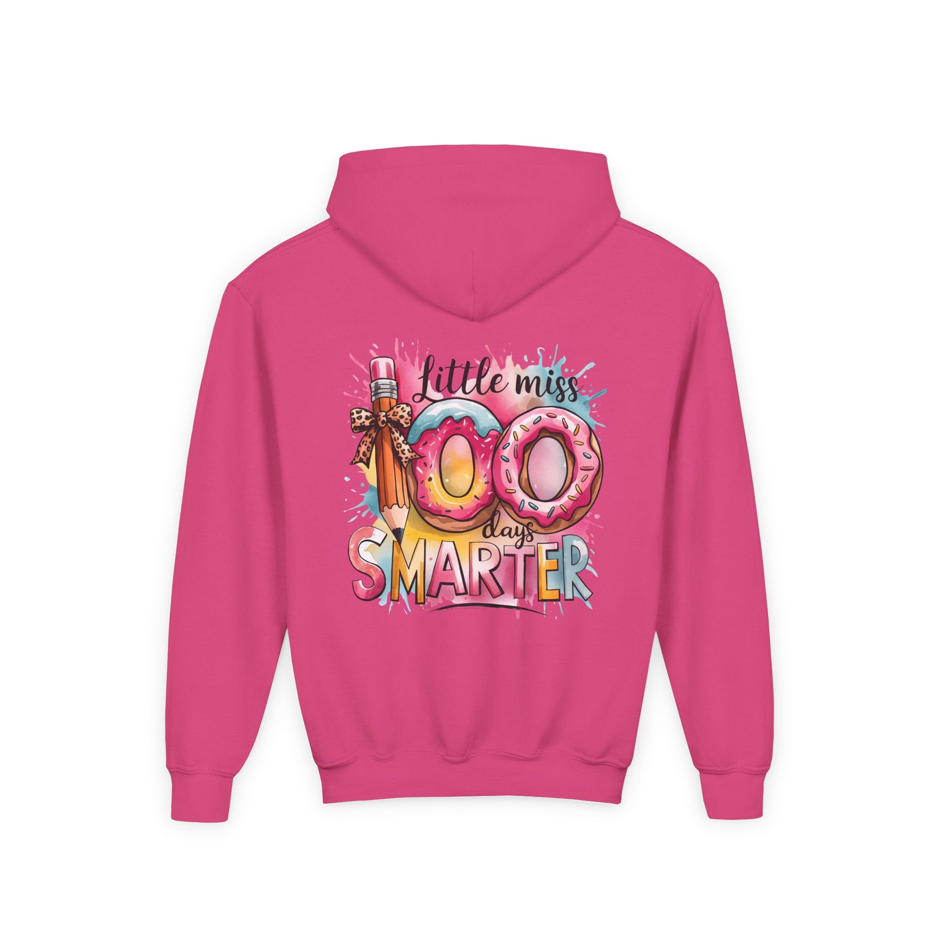 Youth Hooded Sweatshirt - Little Miss 100 Days Smarter Celebration Gift, Kids Birthday, School Milestone, Fun Apparel, Cute Kids Outfit
