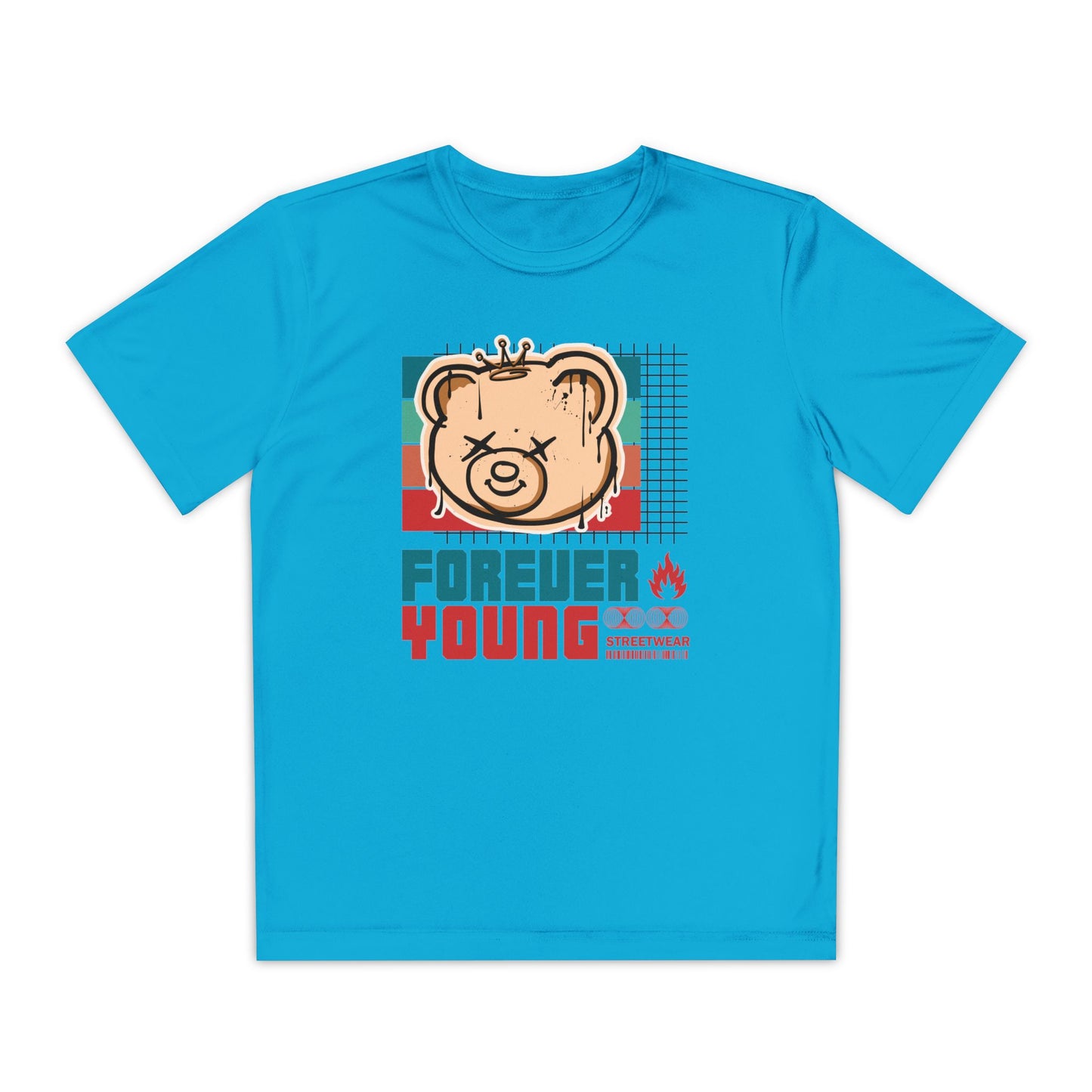 Forever Young Youth Tee - Trendy Cotton T-Shirt for Kids, Perfect for Birthdays, Parties, Sports Events, Gifts, Casual Wear Atomic Blue