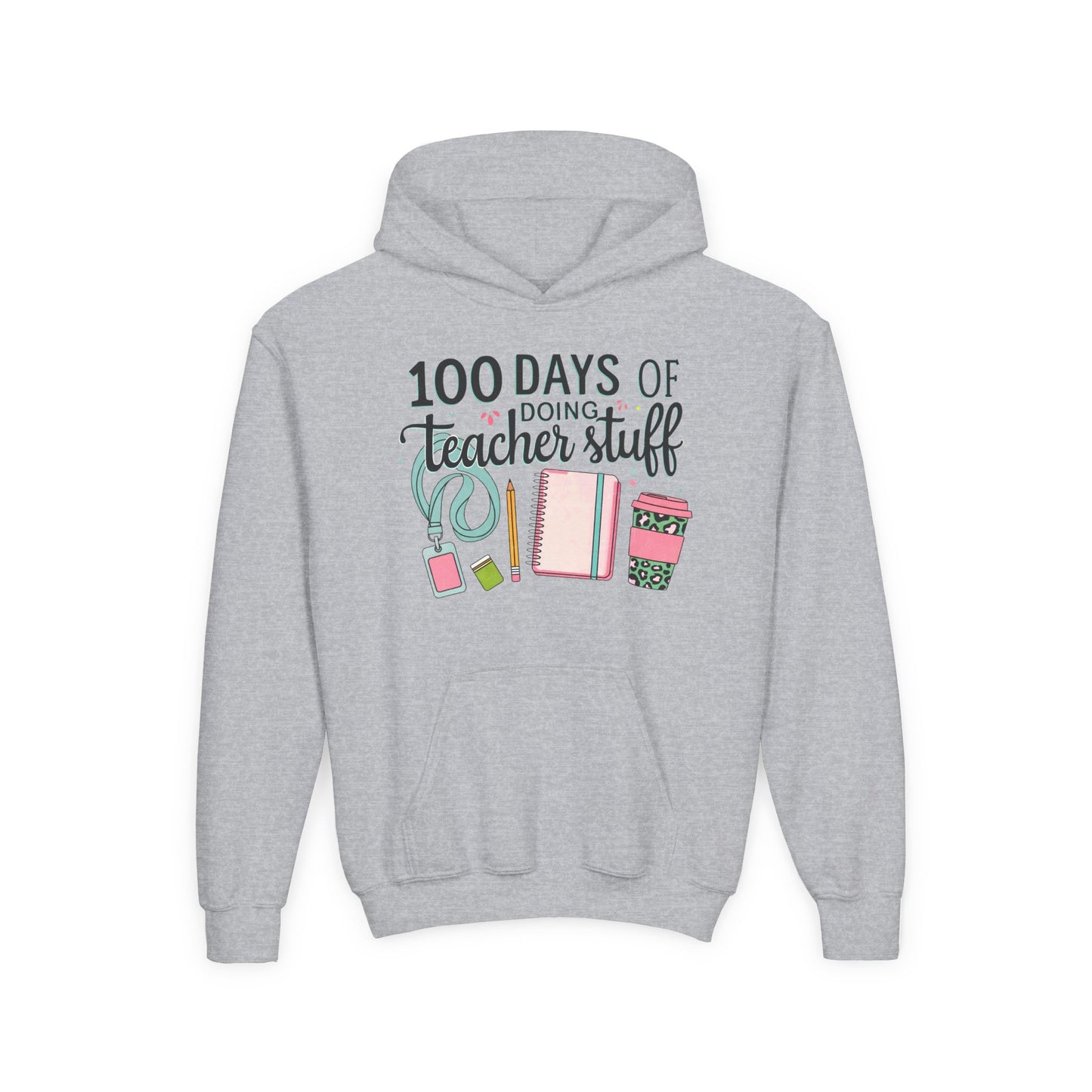 Teacher Appreciation Youth Hoodie, Perfect for School Days, Gifts for Educators, 100 Days of Teacher Stuff, Cozy Classroom Wear, Fun Sport Grey