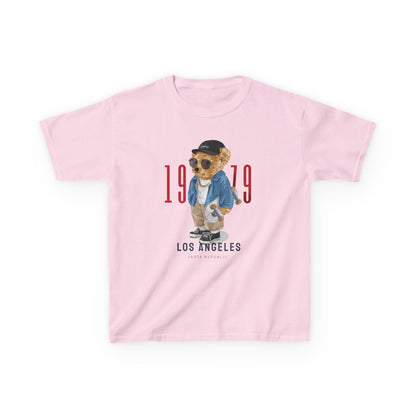 Vintage Kids Tee with Cool Bear Design, Fun Graphic T-Shirt, Cute Bear Apparel, Los Angeles 1979 Tee, Casual Everyday Wear Light Pink