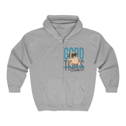 Good Vibes Full Zip Hoodie - Cozy Unisex Zip-up, Perfect for Gifting, Casual Wear, Fun Times, Everyday Comfort Sport Grey
