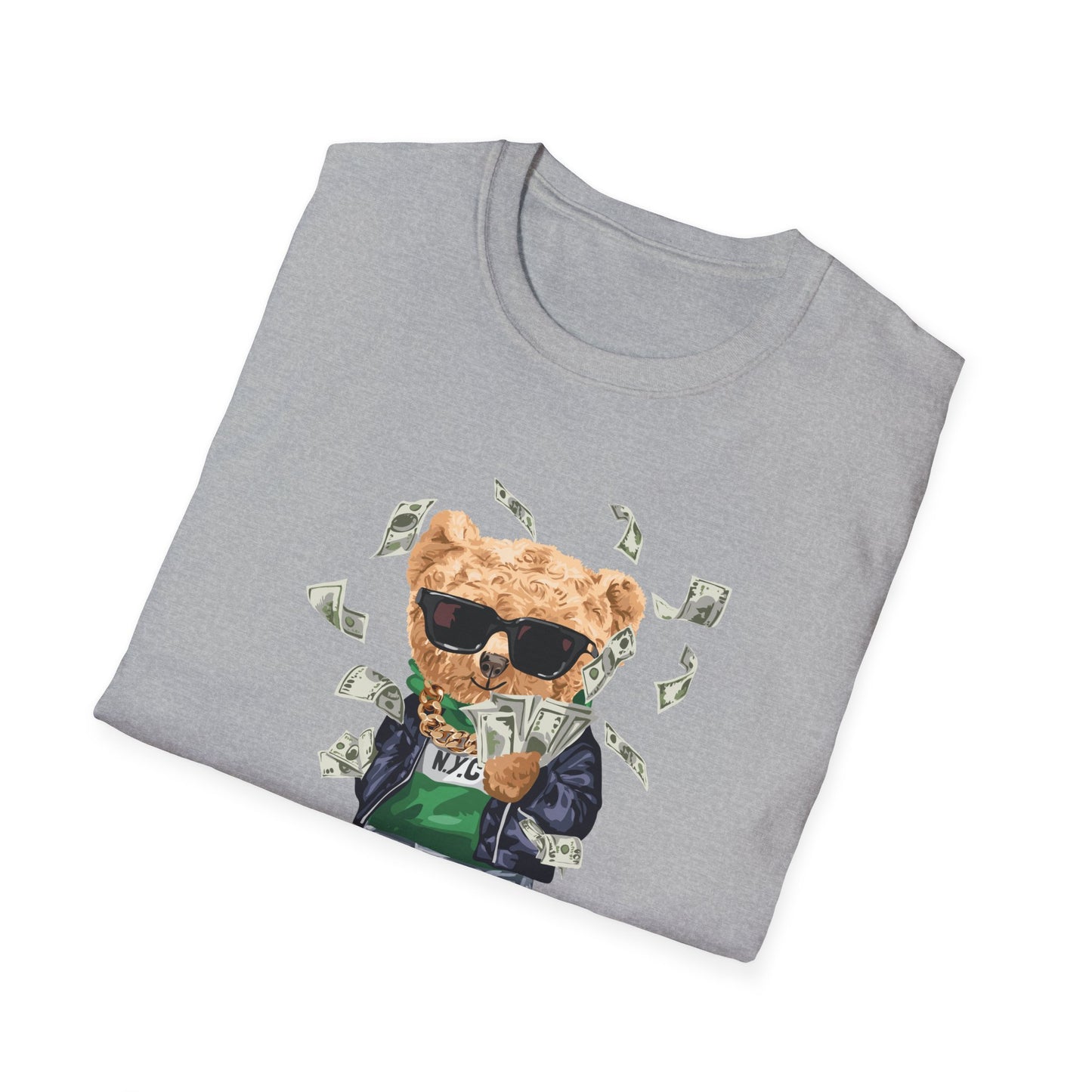 Rich Boy Graphic T-Shirt | Unisex Softstyle Tee | Cute Bear Design | Casual Wear | Gift for Kids | Birthday & Holiday