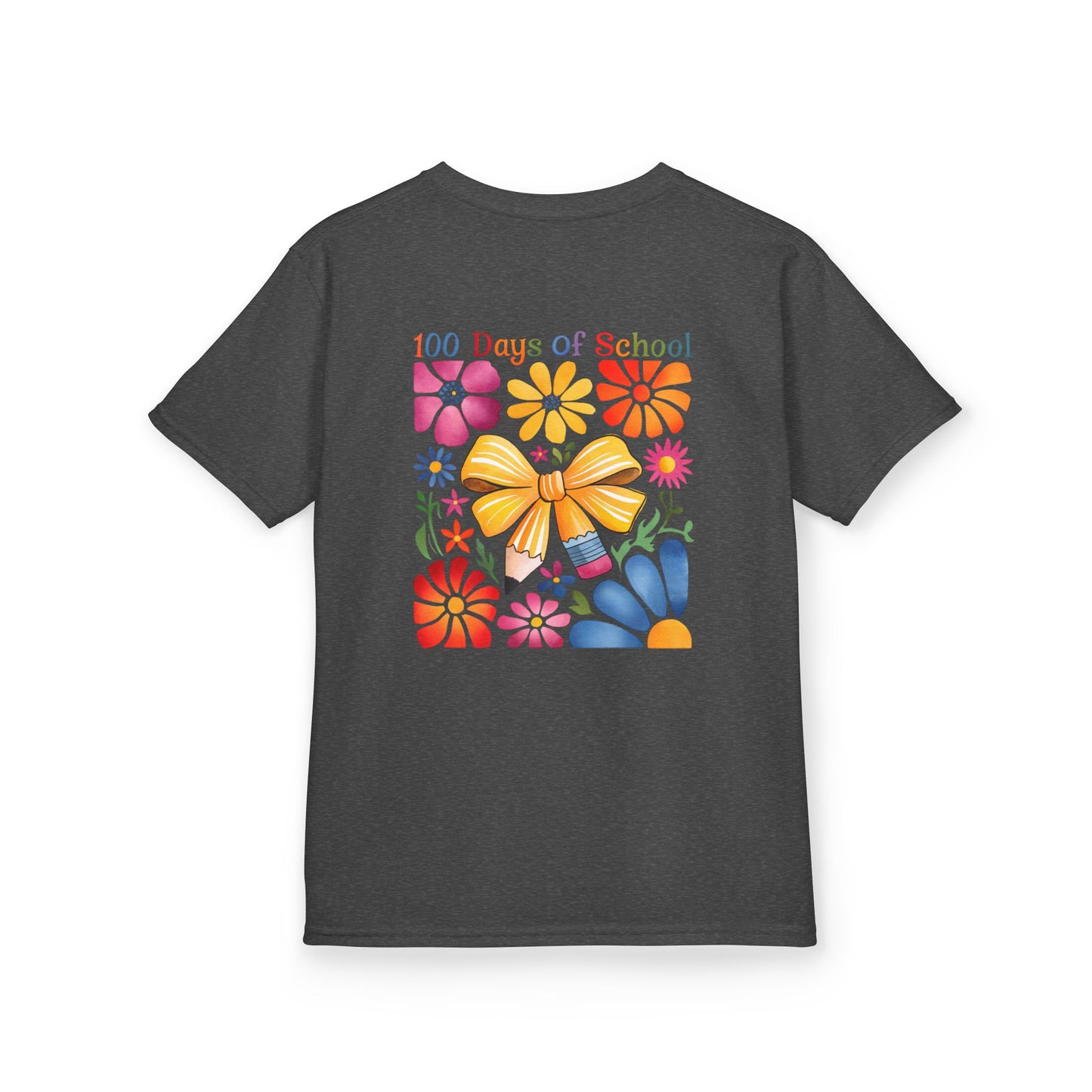 Colorful 100 Days of School Kids Tee, Flower Print T-Shirt for Students, End of Year Celebration Shirt, Fun School Day Wear, Gift for Kids