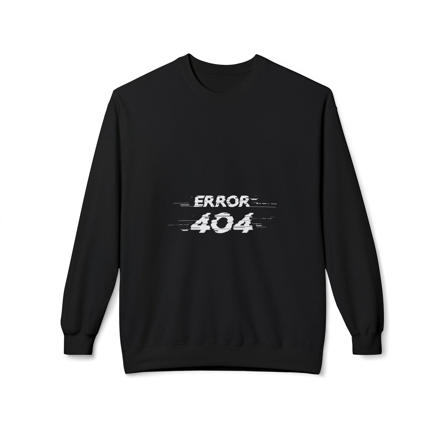 Error 404 Crewneck Sweatshirt, Funny Gift for Tech Lovers, Unisex Fleece Sweater, Casual Outfit, Geeky Humor Clothing Black