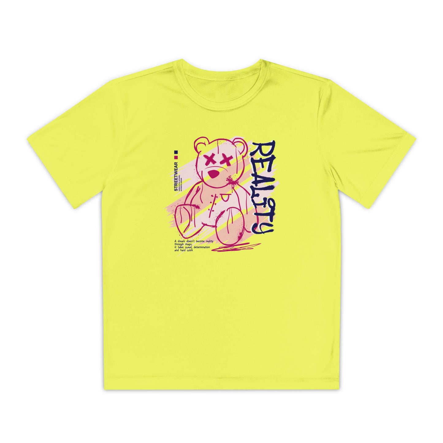 Youth Graphic Tee, Reality Bear Design, Casual Wear, Birthday Gift, Trendy Kids Clothing, Unique Gift for Teens Neon Yellow