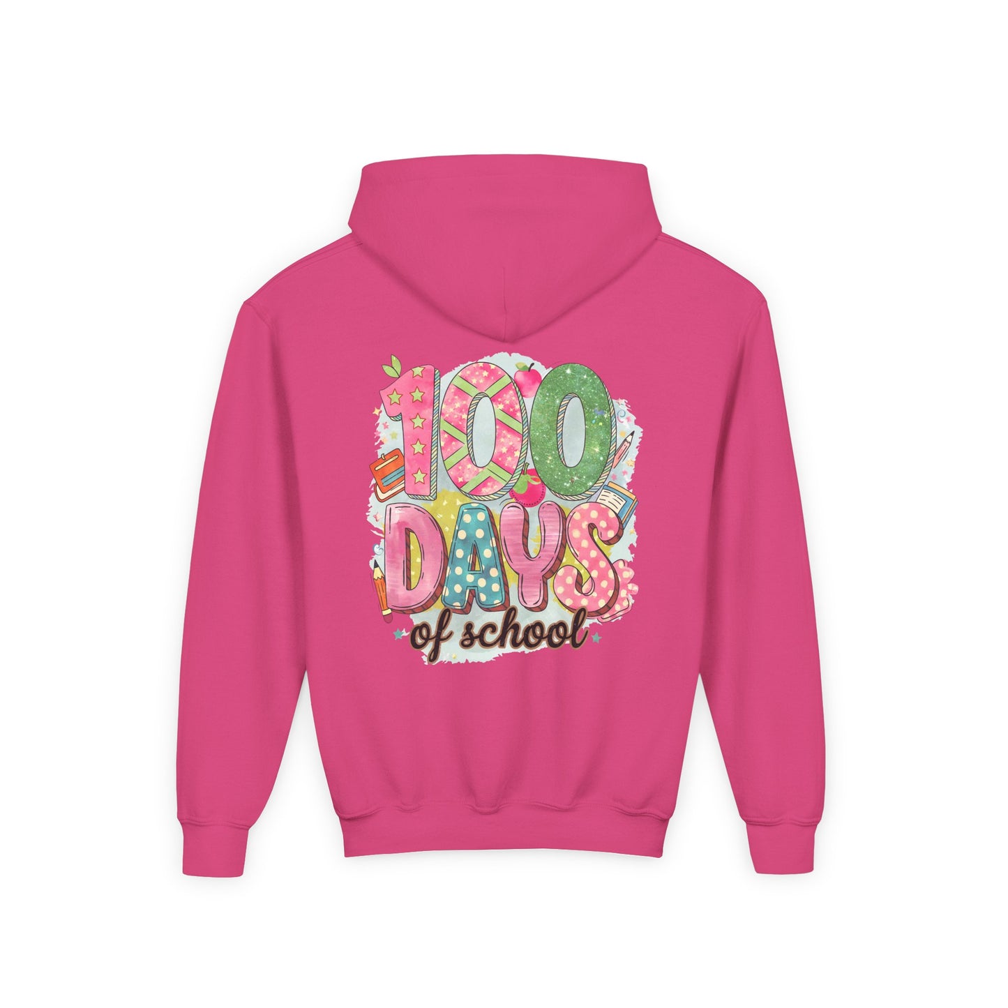 Youth 100 Days of School Hoodie, Fun School Spirit Wear, Kids Sweatshirt for Celebrations, Great for Classroom Parties, Cute Gift Idea