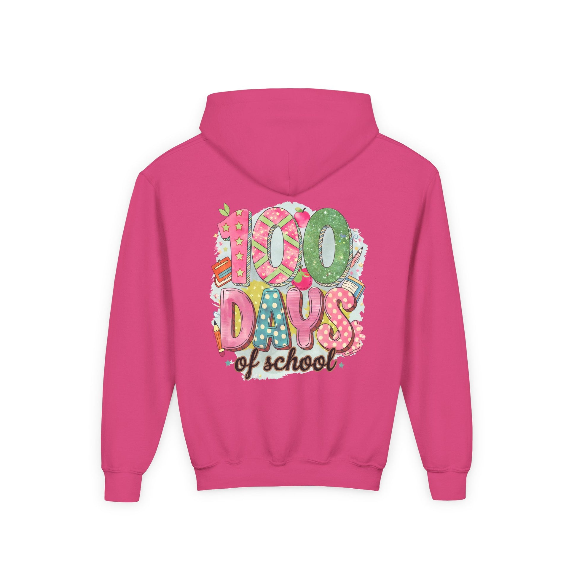 Youth 100 Days of School Hoodie, Fun School Spirit Wear, Kids Sweatshirt for Celebrations, Great for Classroom Parties, Cute Gift Idea