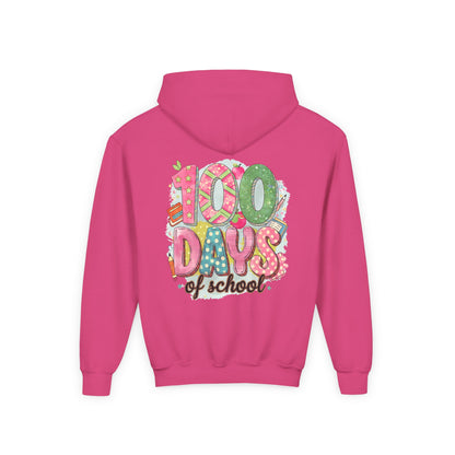 Youth 100 Days of School Hoodie, Fun School Spirit Wear, Kids Sweatshirt for Celebrations, Great for Classroom Parties, Cute Gift Idea