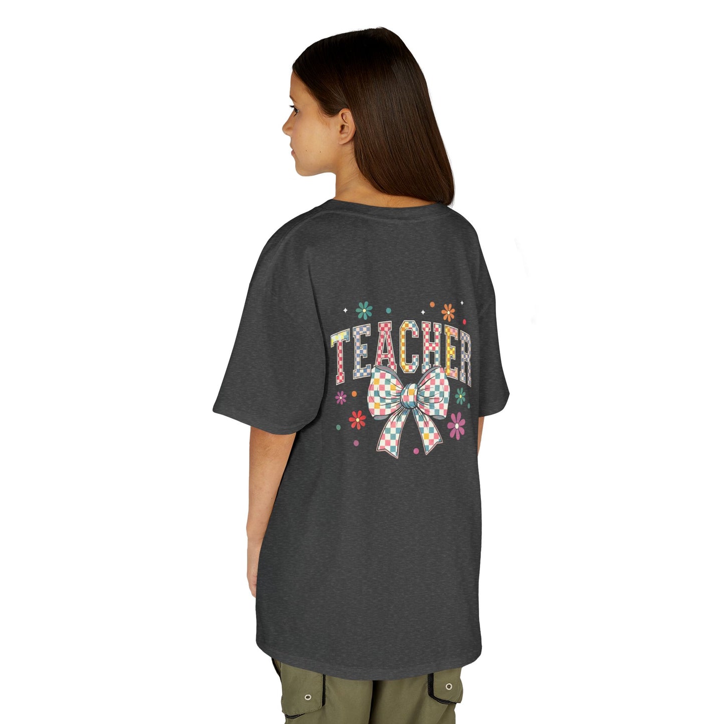 Teacher Kids Tee with Colorful Bow Design, Perfect for Back to School, Teacher Appreciation, Birthday Gift, Fun Classroom Wear