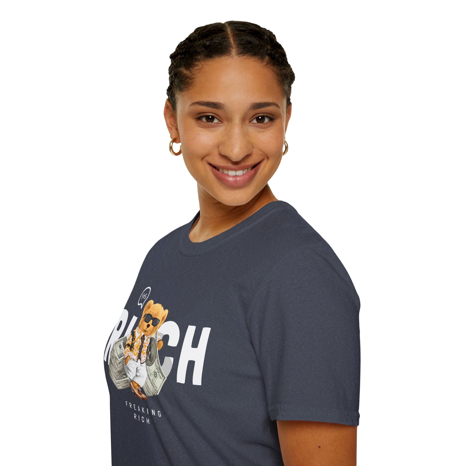 Freaking Rich T-Shirt, Unisex Softstyle Tee for Money Lovers, Fun Graphic Shirt for Birthdays, Gifts, Everyday Wear, Casual Attire