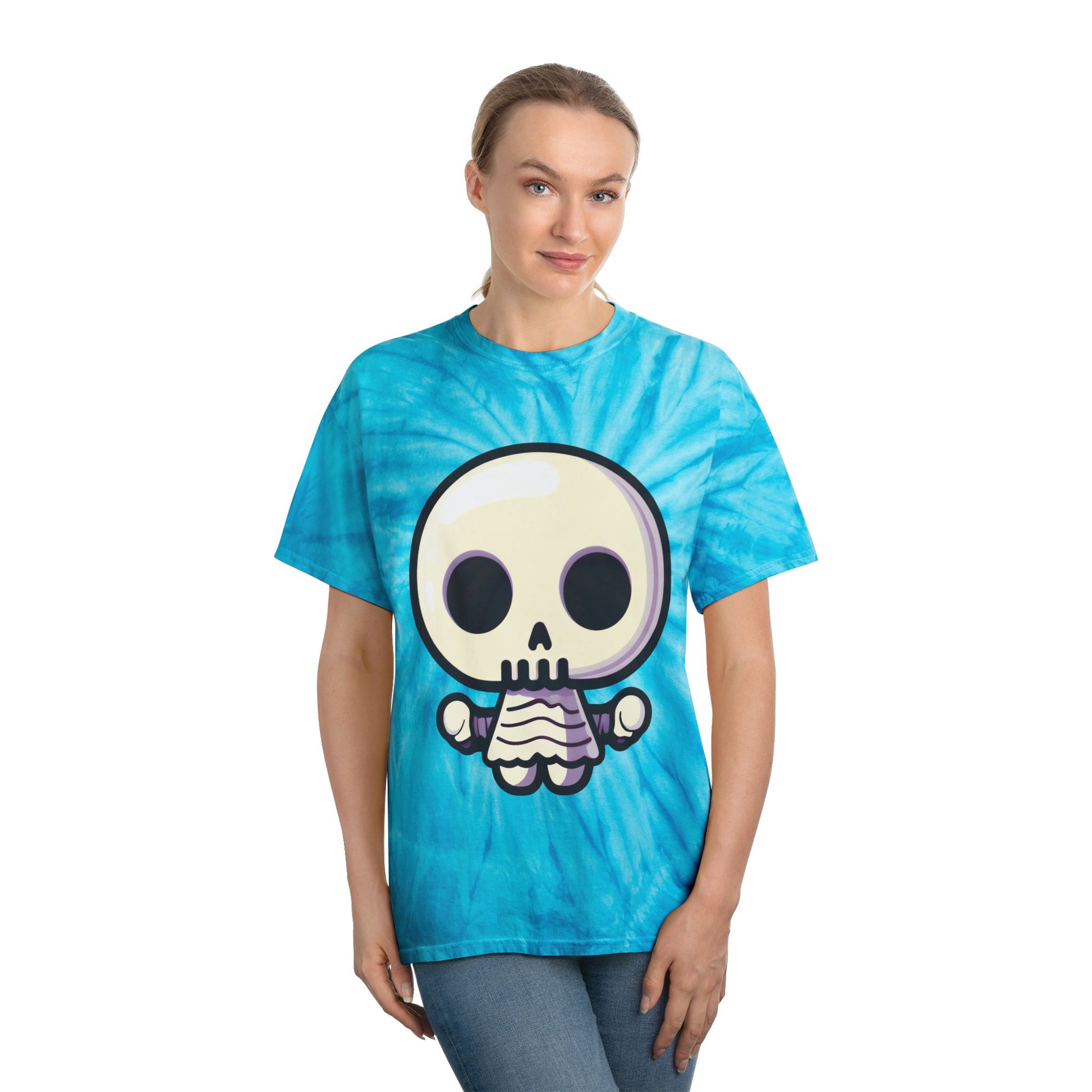 Cute Skeleton Tie-Dye Tee, Casual T-Shirt, Summer Wear, Festival Shirt, Gift for Kids, Unique Graphic Tee - Cozy Kawaii LLC