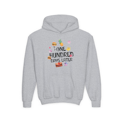 One Hundred Days Later Youth Hoodie, Fun Sweater for Kids, Cozy Gift for Birthdays, Celebrations, and Comfy Days Sport Grey
