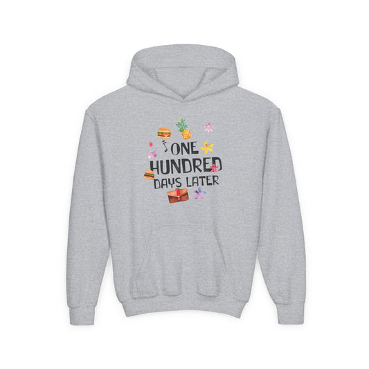 One Hundred Days Later Youth Hoodie, Fun Sweater for Kids, Cozy Gift for Birthdays, Celebrations, and Comfy Days Sport Grey