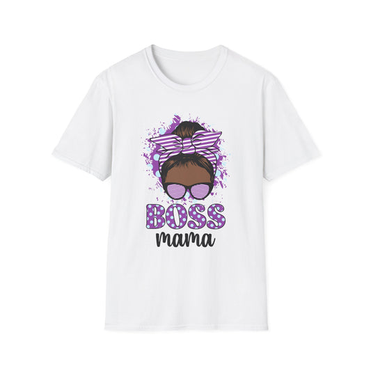 Boss Mama Unisex Softstyle T-Shirt | Trendy Graphic Tee, Gift for Moms, Mother's Day, Casual Wear, Statement Shirt White