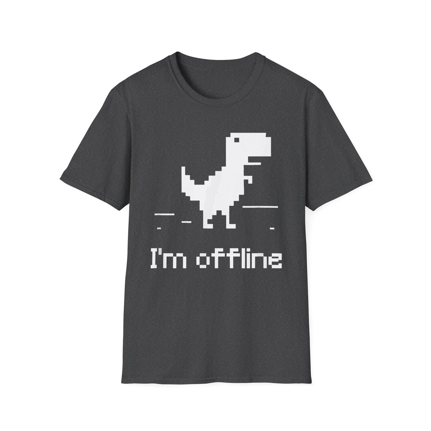 Retro Dinosaur Tee - I'm Offline T-Shirt | Perfect Gift for Gamers, Casual Wear, Retro Design, Birthday Surprise, Fun Gift Dark Heather
