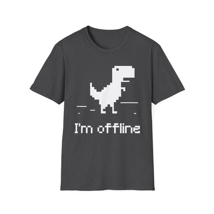 Retro Dinosaur Tee - I'm Offline T-Shirt | Perfect Gift for Gamers, Casual Wear, Retro Design, Birthday Surprise, Fun Gift Dark Heather