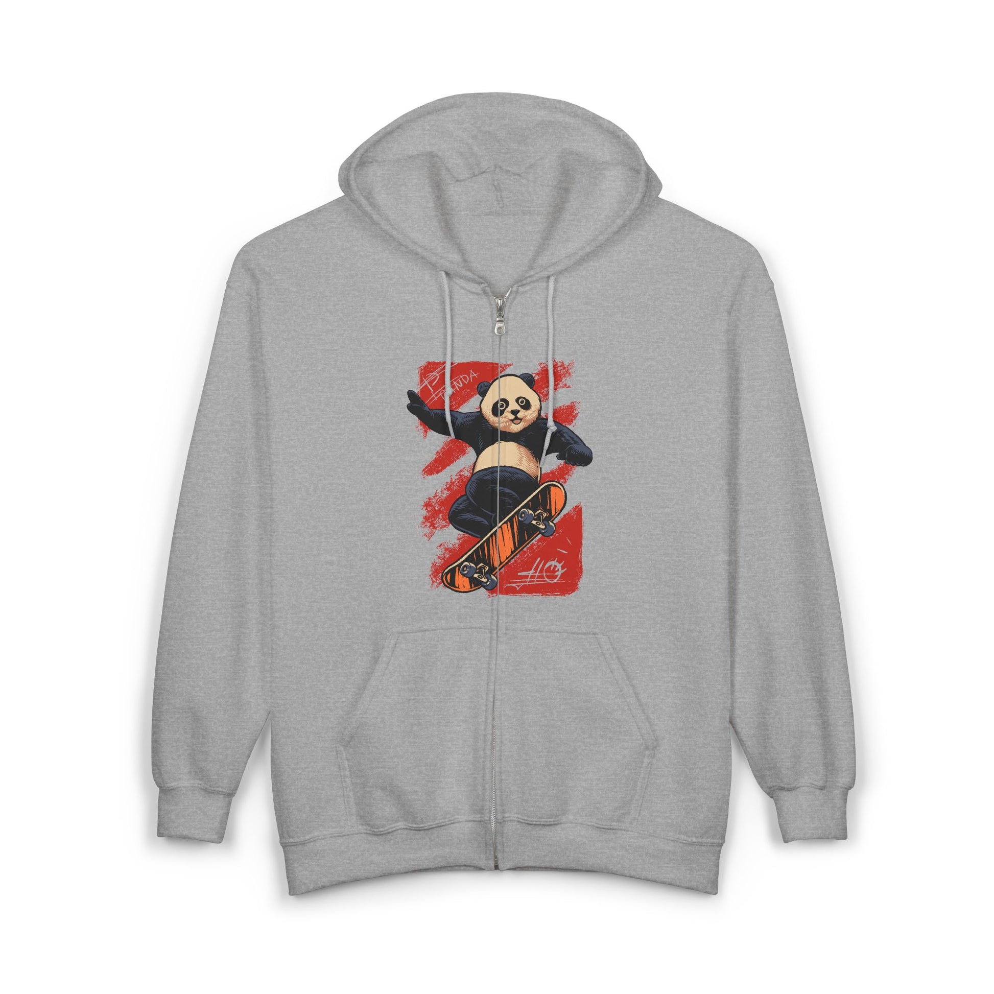 Panda Full Zip Hoodie - Soft and Comfy Unisex Sweatshirt with Reduced Pilling - Embroidery Option Available