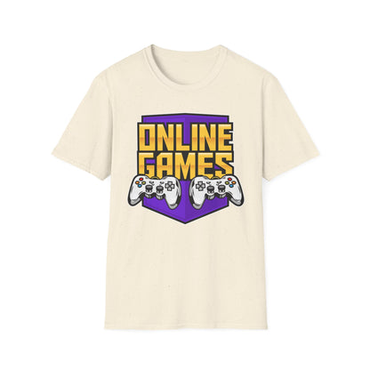 Unisex Softstyle Gaming T-Shirt, Retro Online Games Tee, Gift for Gamers, Casual Wear, Birthday and Holiday Apparel Natural