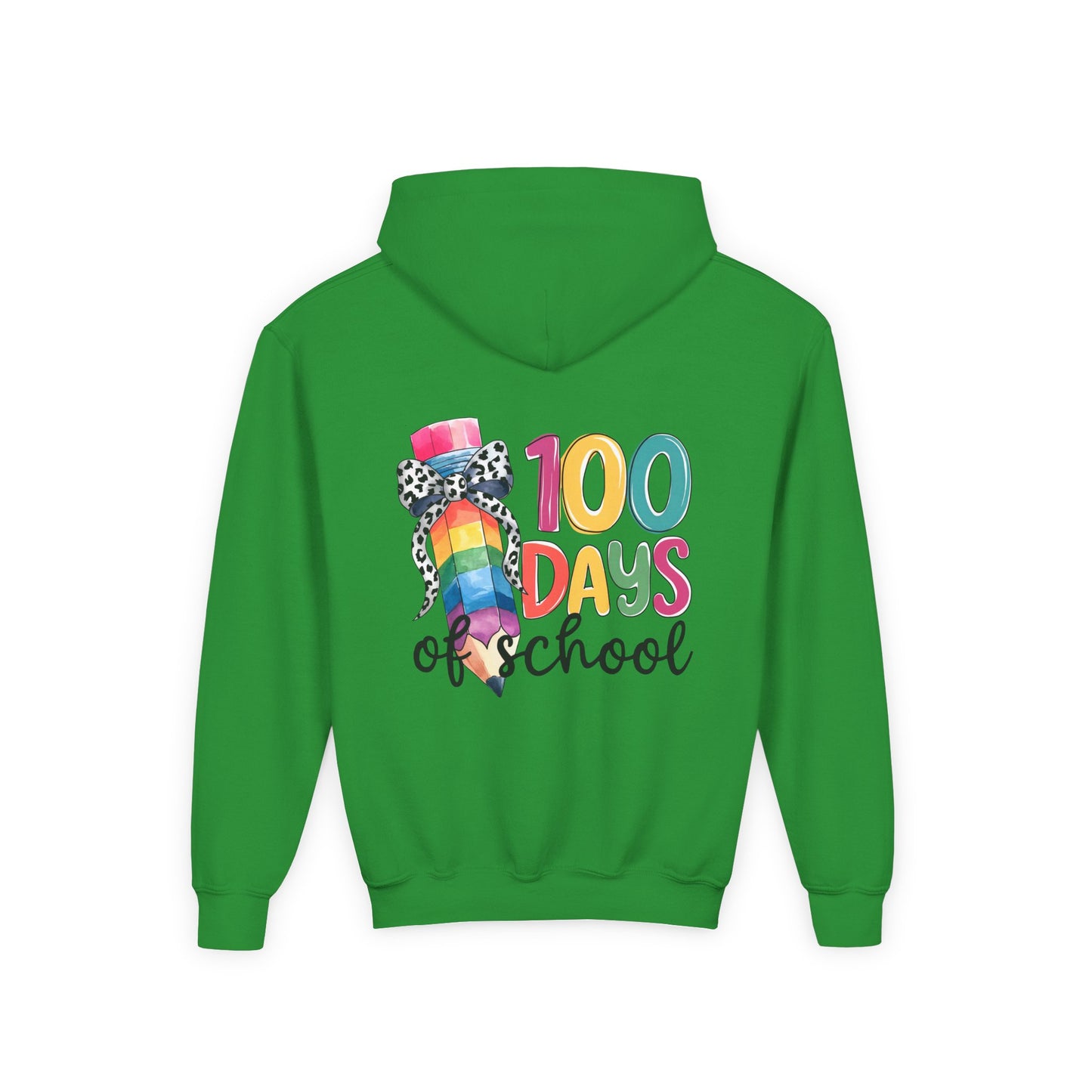 Colorful 100 Days of School Youth Hoodie, Fun School Celebration Sweatshirt, Back-to-School Gift, Kids Fashion, Classroom Style