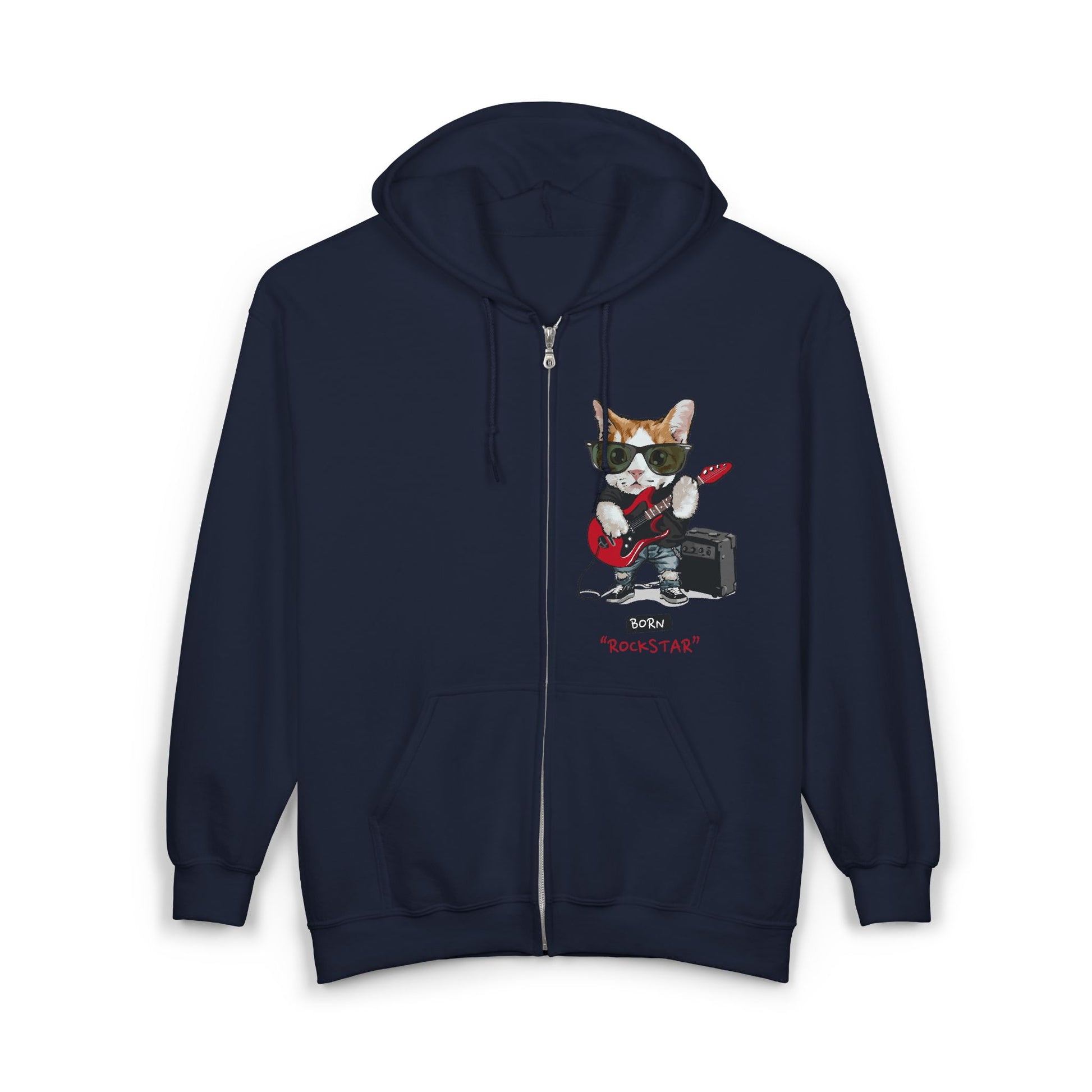 Rock Cat Hoodie: Cool Unisex Sweatshirt for Music Lovers, Gift for Cat Lovers, Fun Casual Wear, Perfect for Birthdays, Holidays
