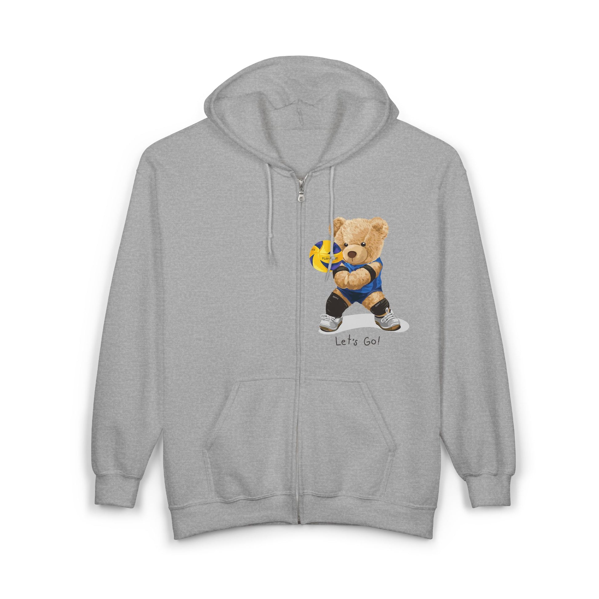 Cute Teddy Bear Workout Sweatshirt, Unisex Zip-Up Hoodie, Fitness Gift, Fun Loungewear, Gym Outfit, Dog Lover Apparel