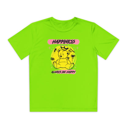 Youth Happiness Tee | Always Be Happy Shirt, Trendy Kids T-Shirt, Fun Graphic Tee, Positive Vibes Attire, Birthday Gift for Kids Lime Shock