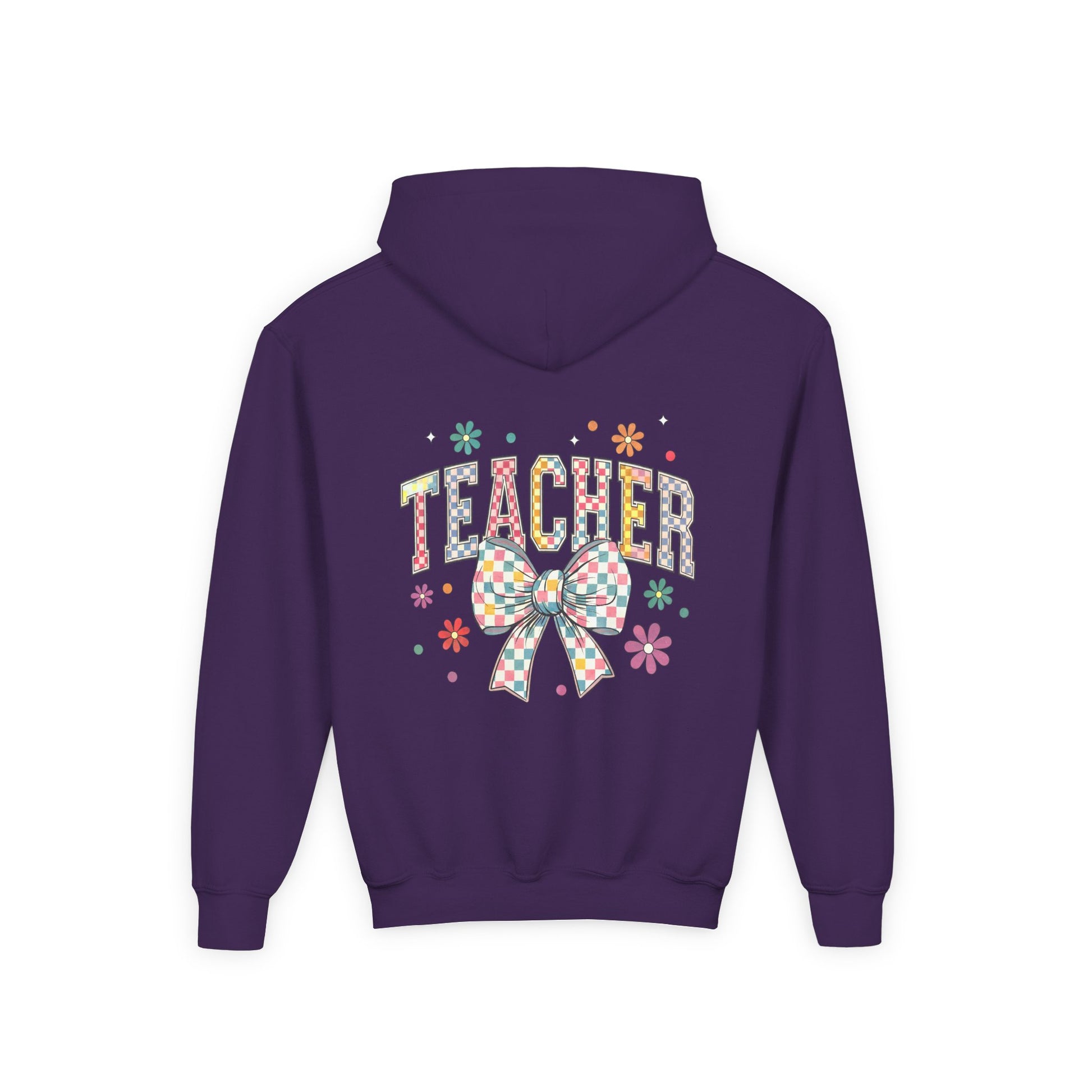 Teacher Appreciation Youth Hooded Sweatshirt - Cute Bow Design, Perfect Gift for Educators, Back to School, Christmas, Birthday