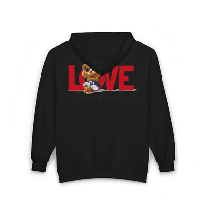 Cozy Love Zip Hoodie featuring Adorable Bear Design, Perfect Gift for Couples, Valentine's Day, Casual Wear, Animal Lovers, Hooded