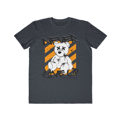 Urban Wear For Men Graphic Tee - Never Give Up, Inspirational Streetwear, Cool Gift for Him, Trendy Casual Wear, Fitness Motivation Shirt Heather Navy